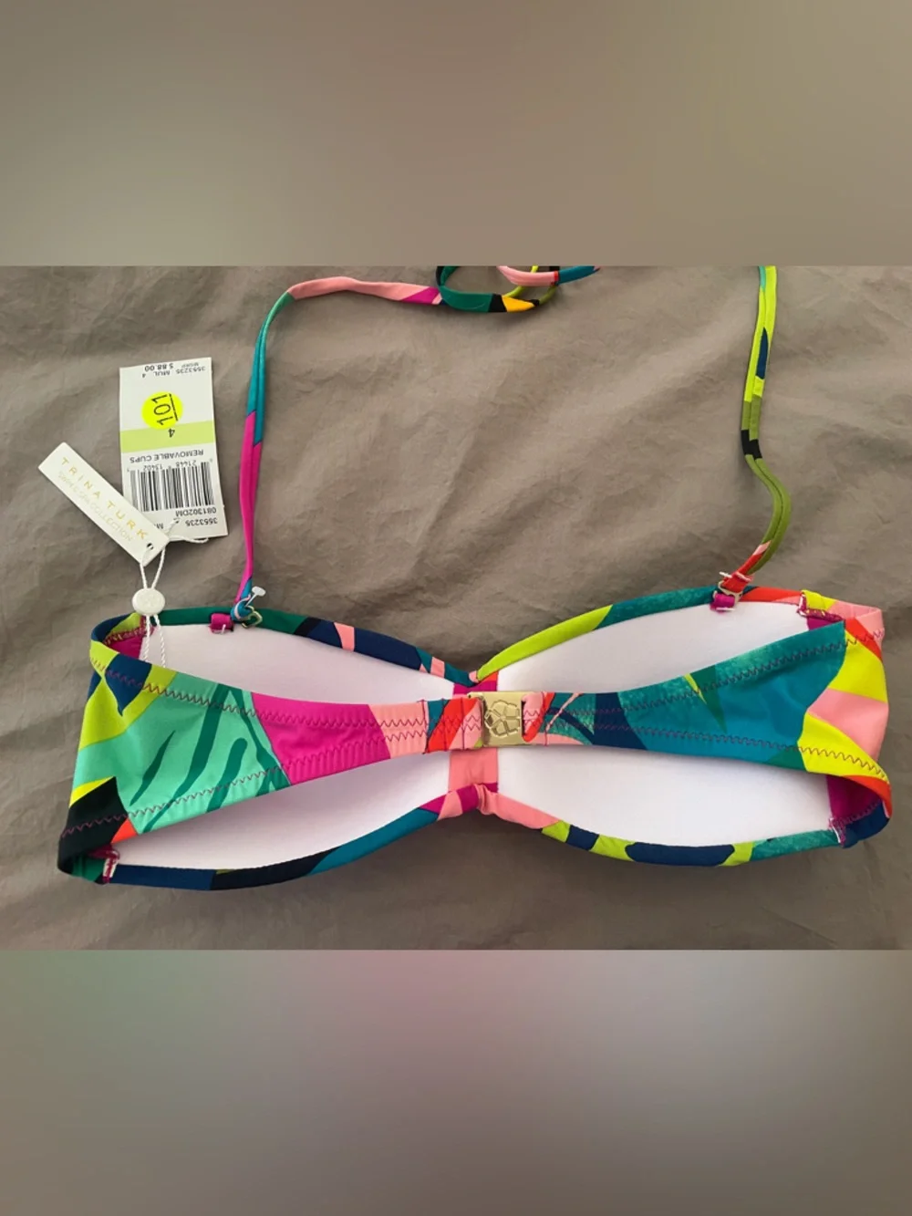 Trina Turk Rainforest Twist Bandeau Bikini Top | Size 4 | NEW | Removable straps - Picture 4 of 10